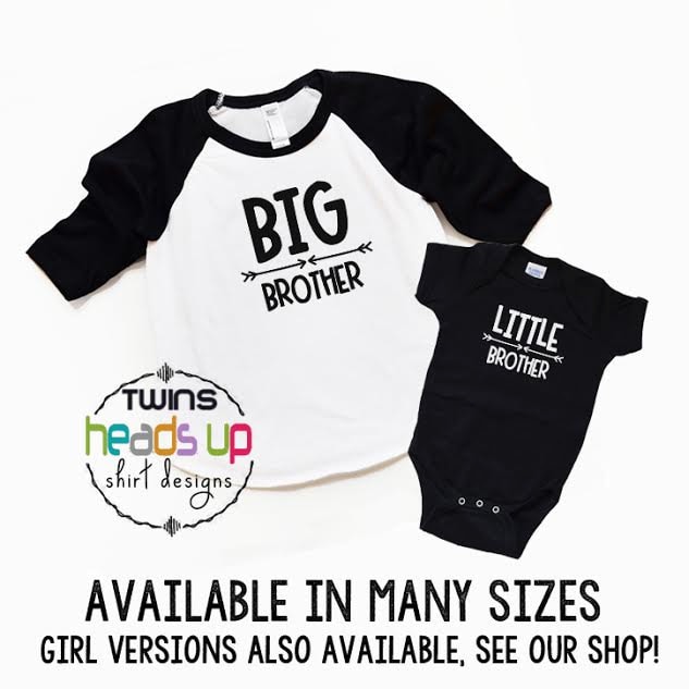 Großer Bruder/Little Brother Shirts - Kleinkind Big Bro/Baby Kleine Bro Raglan T-Shirt/Body Trendy Neue Baby Baby-Geschenk Geschwister von HeadsUpTwins