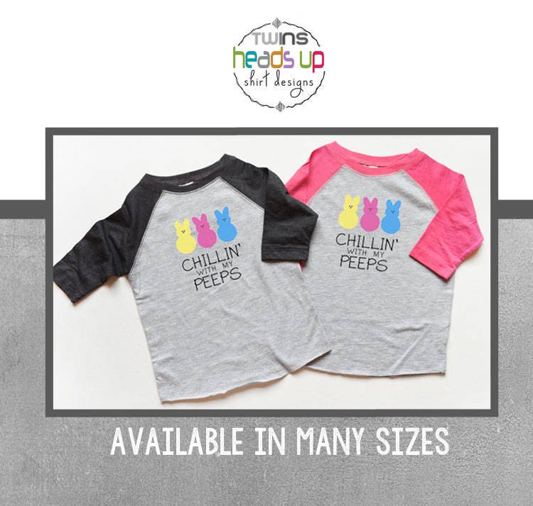 Kinder Ostern Shirts Junge Mädchen Twin Chilling Mit Meinen Peeps Zwillinge T-Shirts Geschwister Kleinkind Tshirt Baby Bodys von HeadsUpTwins