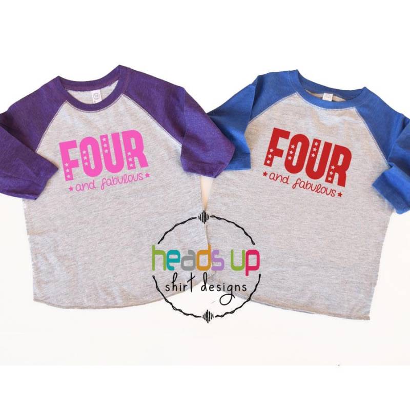 Twin Jungen Und Mädchen Vier Geburtstag Shirts - Kleinkind-Zwillinge 4. Raglan T-Shirts Trendy Fabelhafte Bday Tees 4 Geschenk von HeadsUpTwins