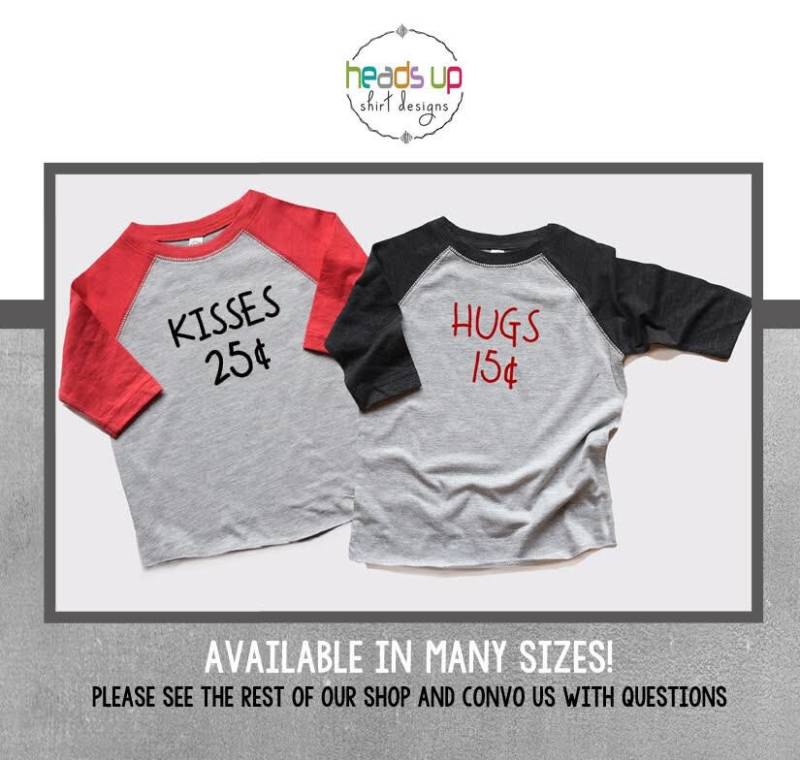 Twin Valentine Shirts Umarmungen 25 Cent Küsse Junge Kleinkind Mädchen Valentines Tees Zwillinge Passende Geschwister Valentinstag Tshirt Beliebt von HeadsUpTwins