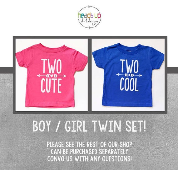 Zwei Junge/Mädchen Zweiten Geburtstag Shirts - Zwei Coole Niedlichen Zwillinge 2 Geburtstagskind Zweite Trendige T-Shirts Twin Geschenk von HeadsUpTwins