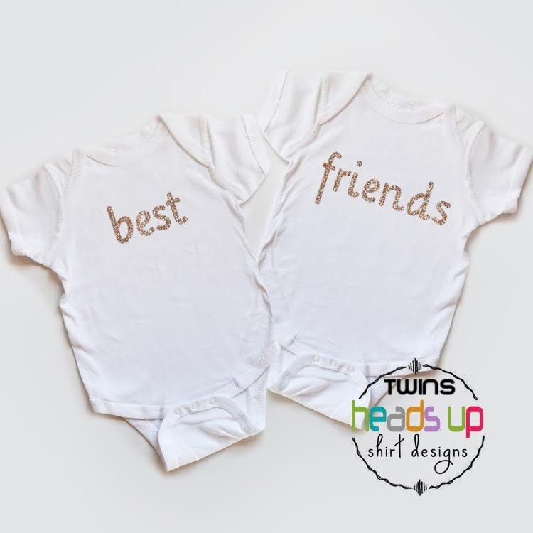 Zwei Mädchen Am Besten Freunde Body - Twin Baby Beste T-Shirts Glitter Trendy Shower Geschenk Zwillingsmädchen Shirts von HeadsUpTwins