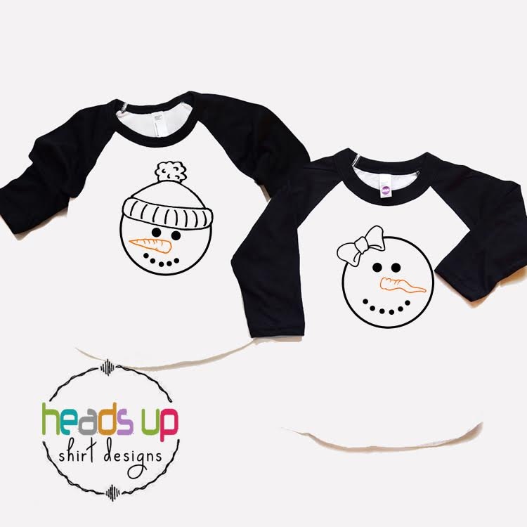 Zwillinge Schneemann T-Shirts Junge Zwillingsmädchen Tshirts Jungen Mädchen Passende Geschwister Tees Schneemänner Trendy Weihnachten Beliebte von HeadsUpTwins