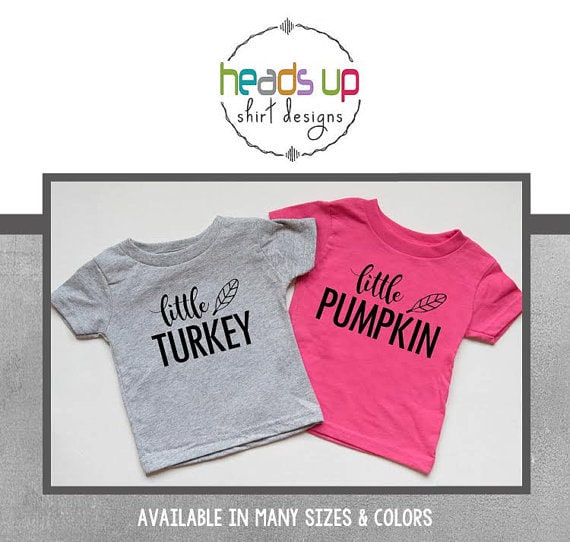 Zwillinge Thanksgiving Shirts Junge Mädchen Tees Little Turkey Kürbis Tshirts Geschwister Passend Zwilling Baby Geschenk Süß von HeadsUpTwins