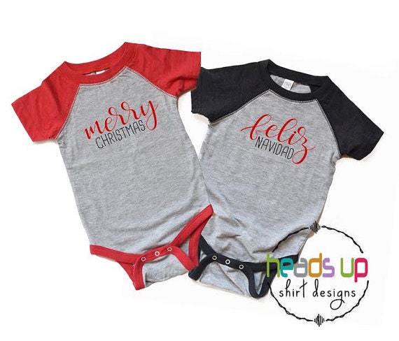 Zwillinge Weihnachten Bodysuits Junge Mädchen Weihnachtsshirts Feliz Navidad Merry Christmas Tshirts Passende Geschwister Beliebte Lyrics von HeadsUpTwins