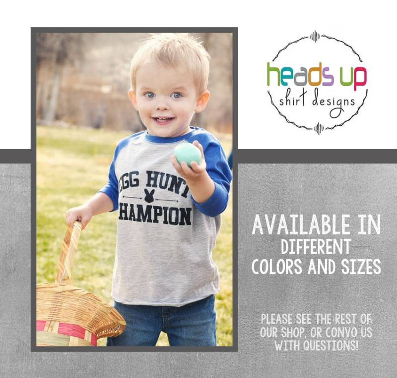 Eierjagd Champion Shirt Kinder Raglan Kleinkind Junge Mädchen Ostern Tshirt Trendy Baby Body Korb Geschenk Lustige Beliebte T von Headsupshirtdesigns