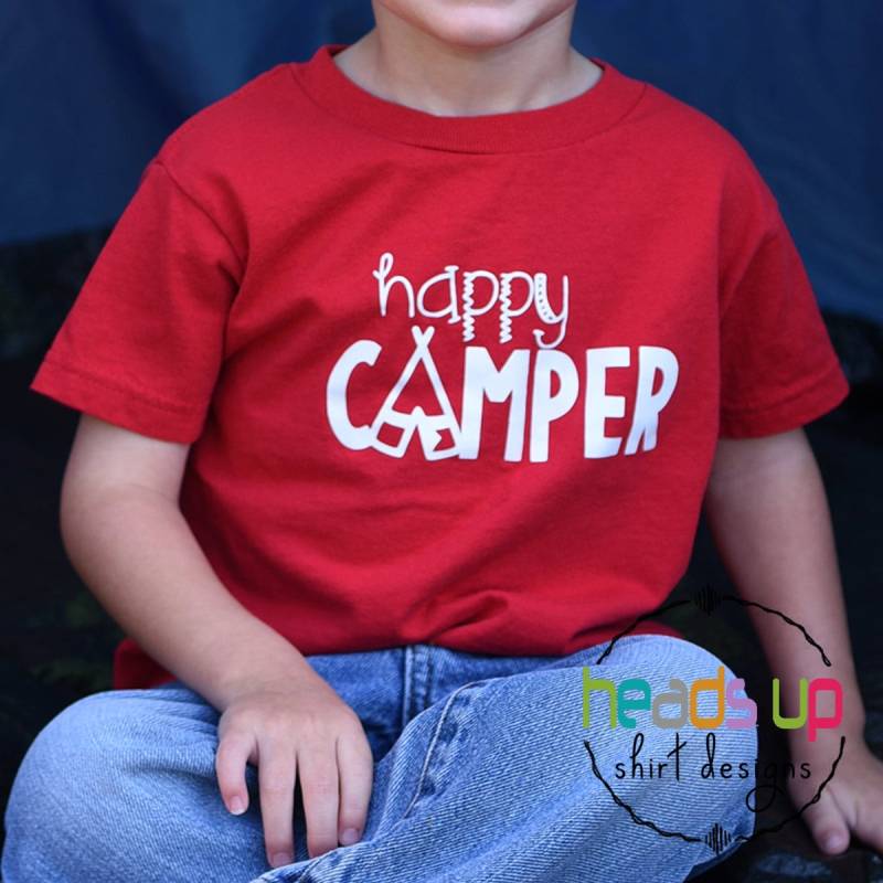 Happy Camper Kinder Shirt Mädchen Kleinkind Junge Camping Kid Lustige Tshirts Reise Tees Beliebte Sommer Shirts Humor Bestseller Leben von Headsupshirtdesigns