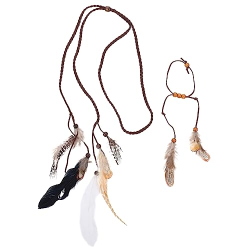 Healeved Bohemian Haarband und Armband Satz mit Federn für Vintage Kopfschmuck für Partys Festivals und Kostüme von Healeved