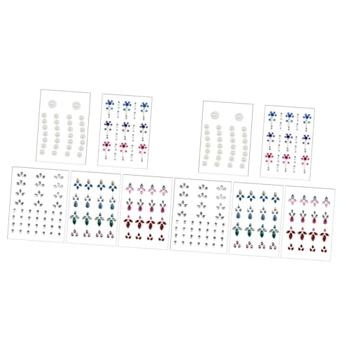 Healeved 10sätze Teiliges Gesichtsjuwelen Aufkleber Selbstklebende Glitzersteine Für Make-up Festivals Partys Und Cosplay Wiederverwendbare Face Gems Für Kreative Looks von Healeved
