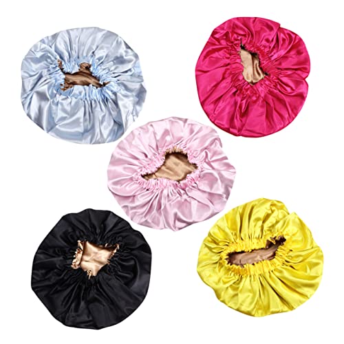 Healeved Doppellagige Satin Schlafmütze Für Frauen Verstellbar Und Elastisch Mobcap Zum Schutz Der Haare Beim Schlafen Waschen Und Schminken Himmelblau von Healeved