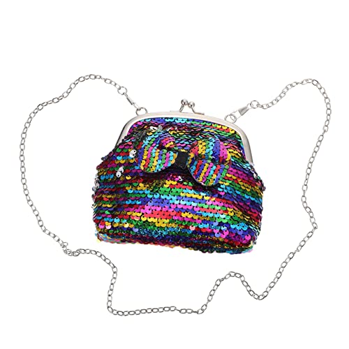Healeved Kleine Schultertasche Mädchen Mit Pailletten Bowknot Design Abnehmbare Umhängetasche Farbige Aufbewahrungstasche Für Kinder Tragbare Münztasche Für Freizeit Und Reisen von Healeved