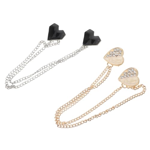 2 Stücke Strass Herz Brosche Pin Mit Quaste Kette Frauen Mode Corsage Kragen Abzeichen Schmuck Breastpin Für Schal Strickjacke Pullover Mantel Kleid von Healeved