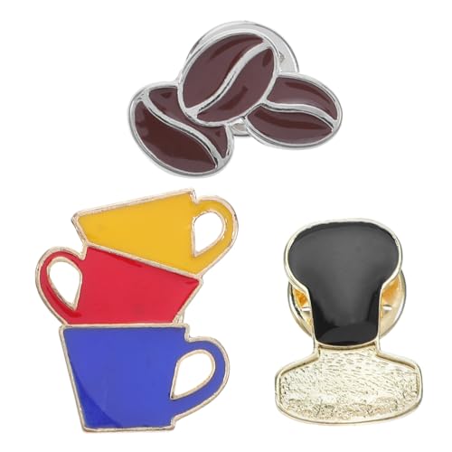 3 Stück Cartoon Kaffeetassen Brosche Niedliche Café Kaffeebohne Manipulator Reversnadel Für Tücher Schals Mäntel Hüte Handtaschen Schmuckzubehör von Healeved