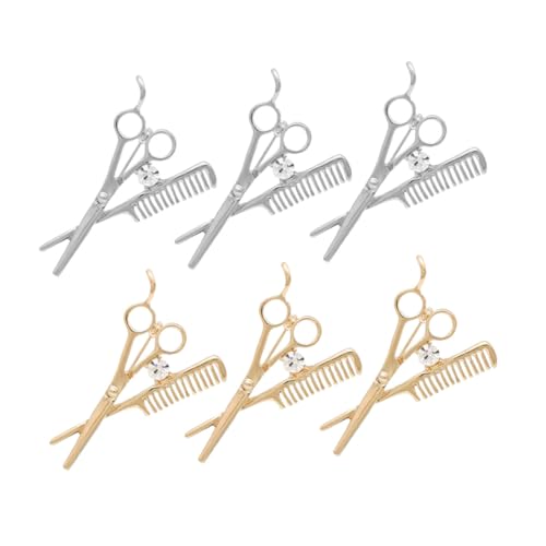 6Stücke Teiliges Broschen für Männer Scheren Design Friseur Anstecker für Anzüge Bankettbekleidung von Healeved