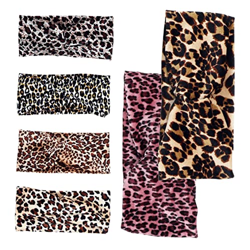 Healeved Leopard Workout Stirnbänder 6 Stück Elastische Schweißbänder Für Damen Modische Fitness Haarbänder Für Yoga Laufen Und Sport von Healeved