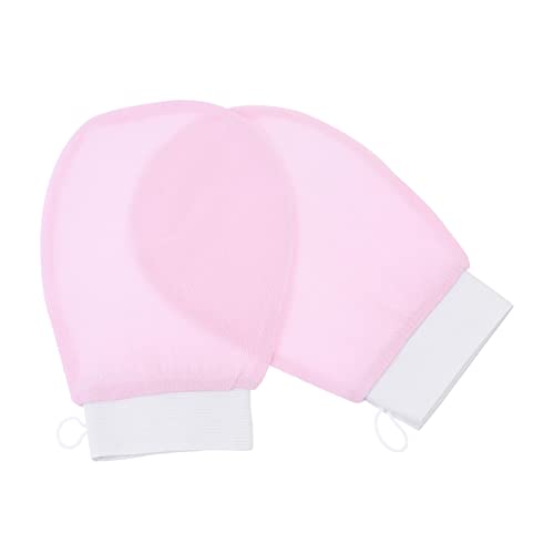 Healeved 1 Paar Badehandschuhe exfoliating glove exfoliate gloves Bad-Peeling-Pad Koreanische Peeling-Handschuhe Schrubbhandschuhe Duschhandschuhe ein Bad nehmen Badetuch Fräulein Rosa von Healeved