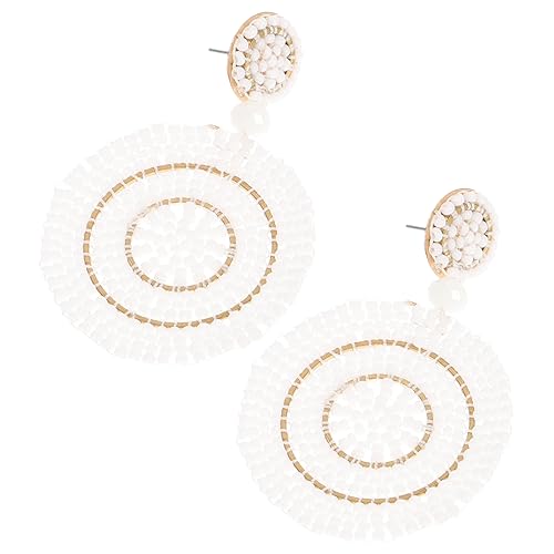 Healeved Perlenohrringe Damen Gewebte Tropfenohrringe Runde Statement Perlenohrringe Für Partys Und Alltag von Healeved