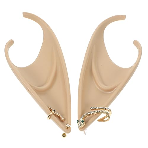 Healeved 1 Paar Elfenohren Kostüm Zubehör für Cosplay Halloween Karneval Natürliche Ohrenprothesen Verstellbar Langlebig Perfektes Accessoire für Mottopartys Bühnenauftritte von Healeved