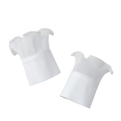 Healeved Gefälschte Handgelenksmanschetten Damen mit Perlendesign Abnehmbare Rüschenärmel für Hochzeitskleider Kostümmanschetten Leicht und Atmungsaktiv von Healeved
