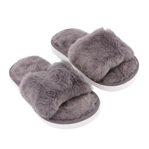 Healeved 1 Paar Fluffy Cotton Slippers für Bequeme Hausschuhe mit Rutschfester Sohle für Herbst Winter Zuhause Hotel Freizeit Graue Indoor Schuhe Healeved 1 Paar Fluffy Cotton Slippers für Bequeme Hausschuhe mit Rutschfester Sohle für Herbst Winter Zuhause Hotel Freizeit Graue Indoor Schuhe von Healeved