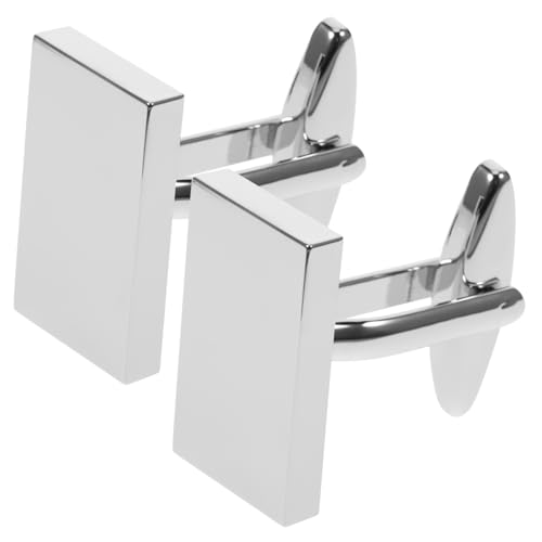 Healeved 1 Paar Herren Manschettenknöpfe Silberne Cufflinks Metall Hochwertige Platten Oberfläche Perfektes Accessoire für Anzüge für Hochzeiten und Besondere Anlässe von Healeved