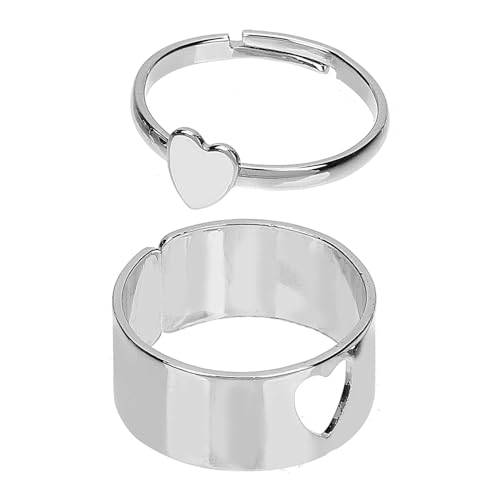 Healeved 1 Paar Herz Ringe für Verstellbare Offene Ringe Modischer Schmuck für Damen für Besondere Anlässe Hautfreundlich von Healeved