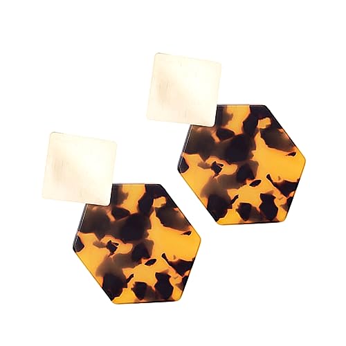 Healeved 1 Paar Leopard Ohrhänger im Hexagon Design Extravaganter Geometrischer Ohrring für Trendiger Ohrring Tortoiseshell Perfektes Accessoire für Besondere Anlässe Fotoshootings von Healeved