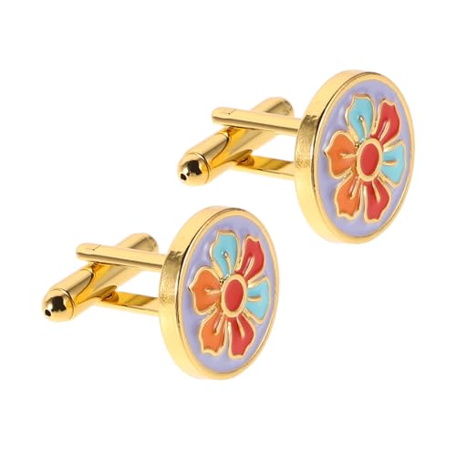 Healeved 1 Paar Manschettenknöpfe Für Herren – Einzigartige Manschettenknöpfe Mit Blumenmotiv, Runde Manschettenknöpfe, Zubehör Für Französische Manschetten, Hemden, Formelle Und von Healeved