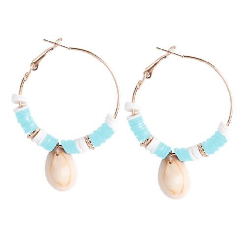 Healeved 1 Paar Ohrringe Buntem Polymer Handgemachte Ohrhänger im Boho Beachy Shell Ear Drops für Damen Leicht Komfortabel Sommer Besondere Anlässe von Healeved