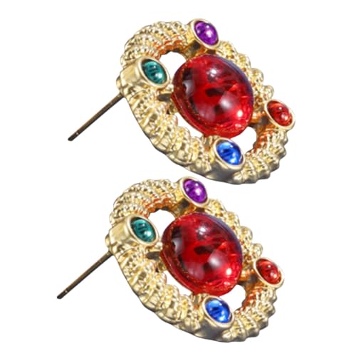 Healeved 1 Paar Retro Ohrringe Rubinen für Damen Vintage Ohrstecker Stilvolle Ohrschmuck Accessoires für Passend zu Sportbekleidung Freizeitmode Festlichen Outfits von Healeved