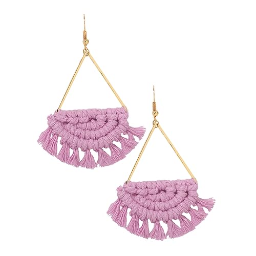 Healeved 1 Paar gezackte Ohrringe schicke gewebte Ohrringe weiblicher Ohrschmuck Schmuck im böhmischen Stil Modeschmuck Ohrzubehör Modeohrringe Strandurlaub Ohrring Stoff Violett von Healeved