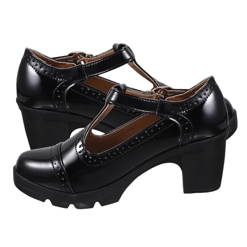 Healeved 1 Paar wasserdichte Damen High Heels Rundkopf Schuhe Atmungsaktive Mikrofaserschuhe für Komfort und Stil für Alltag Schwarz von Healeved