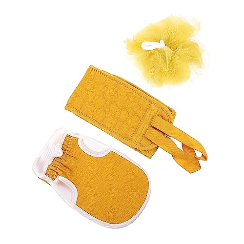 Healeved 1 Satz 3St Handschuh nach hinten ziehen Dusch-Luffa-Handtuch Duschreiniger Badetuch sanitär Handschuhe Rückenziehendes Handtuch Duschtuch Streifen Badeblume dreiteiliger Anzug von Healeved