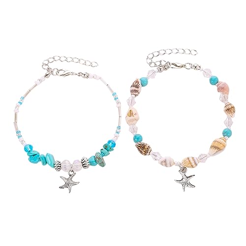 Healeved 1 Satz Armbänder Damen Verstellbare Strandarmbänder Mit Natürlichem Muschelschmuck Für Boho Look Sommerpartys Strandtage 2 Stück von Healeved