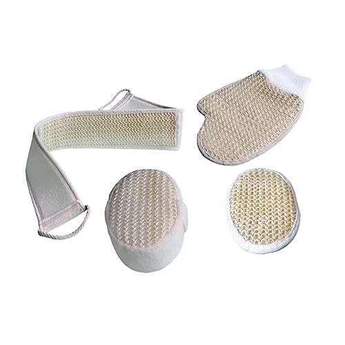 Healeved 4-teiliges Set Badetuch Luffaschwamm Rückenreibstreifen Schrubbhandschuh Für Den Täglichen Gebrauch in Der Dusche Und Im Spa von Healeved