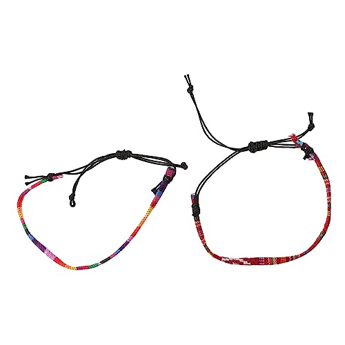Healeved 1 Satz Bohemian Regenbogen Fußriemen Handgewebte Fußseile Für Damen Herren Anpassbar Farbiges Fußkettchen Strand 2 Stück von Healeved