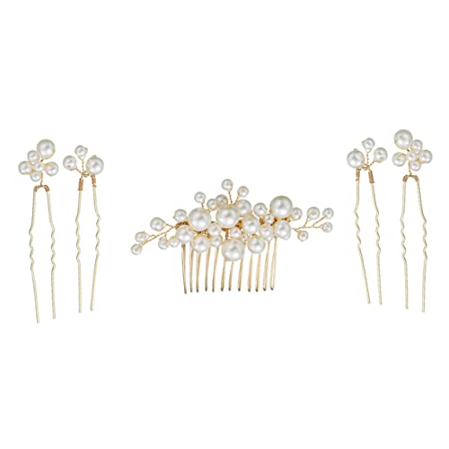 Healeved 1 Satz Brautschmuck Set Teiliges Handgefertigtes Perlen Haarkamm Set für Stilvolle Haarspangen für Hochzeiten und Besondere Anlässe Haaraccessoires für Bräute und Feiern von Healeved