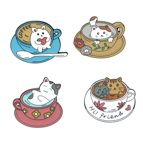 Healeved 1 Satz Cartoon Katzen Brosche Set Teiliges Dekoratives Accessoire Legierung Für Kleidung Rucksack Schal Und Für Diy Projekte Und Zu Verschiedenen Anlässen 4 Stück von Healeved