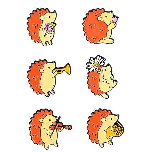 Healeved 6stücke Hedgehog Cartoon Pins Für Kleidung Tierabzeichen Als Taschenanhänger Kreative Broschen Für Hüte Und Rucksäcke von Healeved