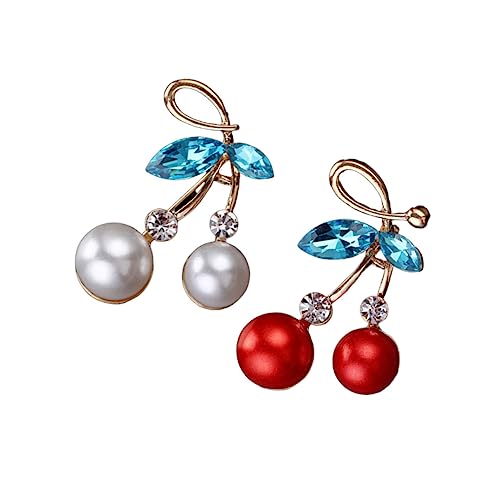 Healeved 1 Satz Cherry Brooches Mit Eleganten Perlendesigns Für Damen Stilvolle Anstecknadeln Legierung Zur Dekoration Von Kleidung Taschen Accessoires Besondere Anlässe 2 Stücke von Healeved