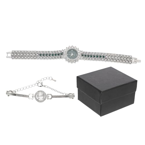 Healeved 1 Satz Damen Armbanduhr mit Glitzerdesign Quarzuhr Modisches Armband Stilvolles Accessoire für Frauen von Healeved