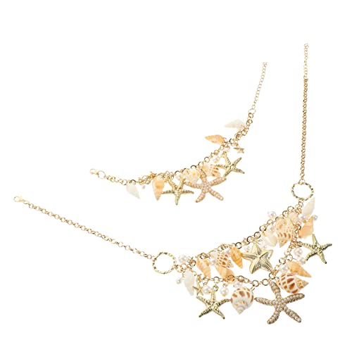 Healeved 1 Satz Damen Halskette Armband mit Muschel Sternenanhängern für Partys Hochzeiten Besondere Anlässe Leicht Elegant Perfektes für Frauen von Healeved