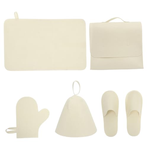 Healeved Spa-zubehör-set Saunahut Handschuhe Matte Hausschuhe Tasche Dicker Filz Saunahut Für Damen Und Herren Badekappe von Healeved