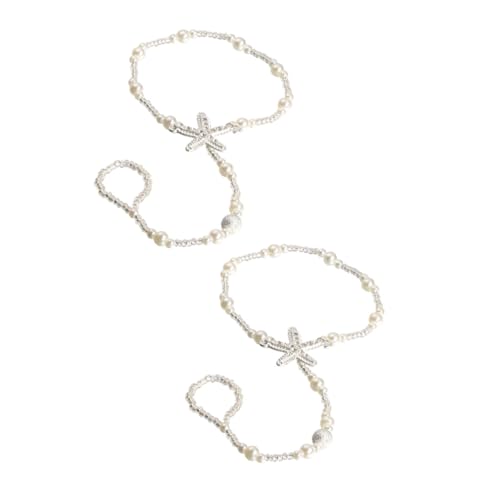 Healeved 1 Satz Fußkettchen Mit Perlen Und Strass Für Bräute Elastische Schmuckstücke Für Ankle Chains Für Hochzeiten Und Besondere Anlässe 2 Stück von Healeved