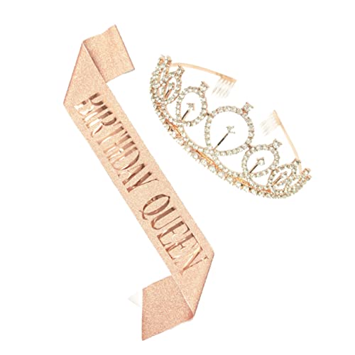Healeved 1satz Schultergurt Geburtstag Krone Haarreifen Gold Party Kostüm Zubehör Für Geburtstagsfeiern Glänzende Strassdetails Elegantes Design Party-accessoire von Healeved