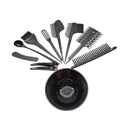 Healeved 1 Satz Haarfärbeset hair dye haarfärbemittel hair color spray Bürstenhaar hervorheben Haarfärbebürste Färbekamm Rührschüsseln für Haarfarbe werkzeug Färbeschale Black von Healeved