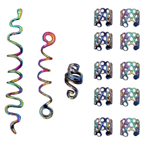 1 Satz Haarschmuck Für Zöpfe, Dreadlock Ringe, Spiral Clips Und Flechtzubehör Aus Metall Für Frauen Und Mädchen, Verstellbare Schmuckstücke Für Dreads Und Zöpfe, Buntes Design von Healeved