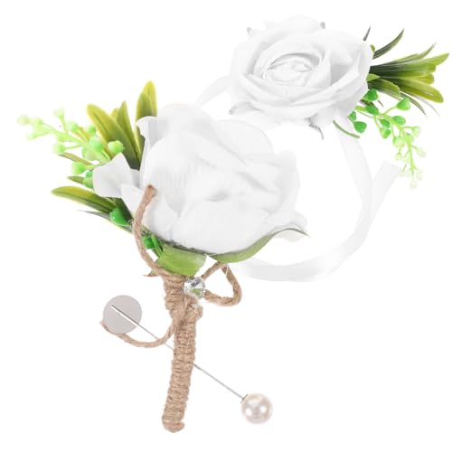 Healeved 1 Satz Hochwertiges Set mit Kunstblumen Ansteckblume Handgelenk Corsage für Hochzeiten Teiliges Set Ansteckblume Handgelenk Corsage für Romantische Anlässe Feierlichkeiten von Healeved