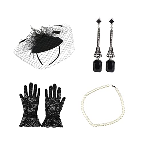 Healeved Elegante Net Headwear Hochzeit Headwear Handschuh Kopfschmuck Ohrringe Halskette Set Für Party von Healeved