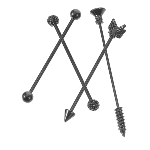 Healeved 1 Satz Industrielle Hantel Ohrringe Doppelte Ohrlöcher Cartilage Piercing Schmuck Schwarzes Set mit Design für Damen und Herren von Healeved